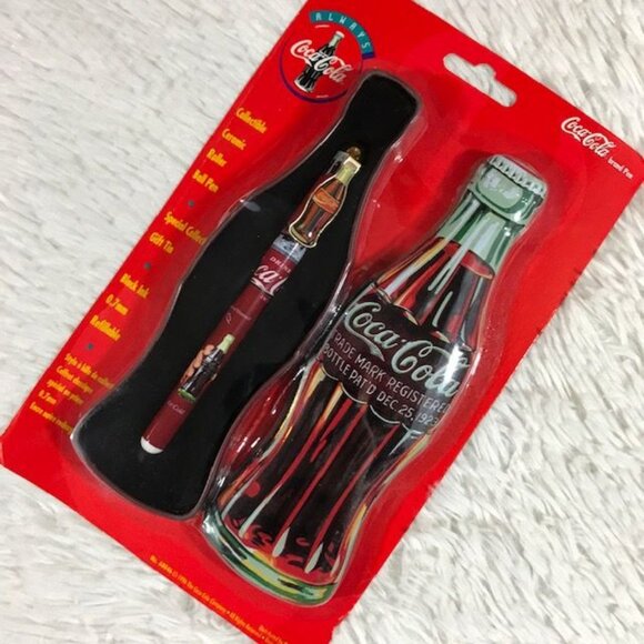 Vintage Coca-Cola Collectible Ceramic Rollerball Pen + Special Collection Tin - Picture 1 of 10